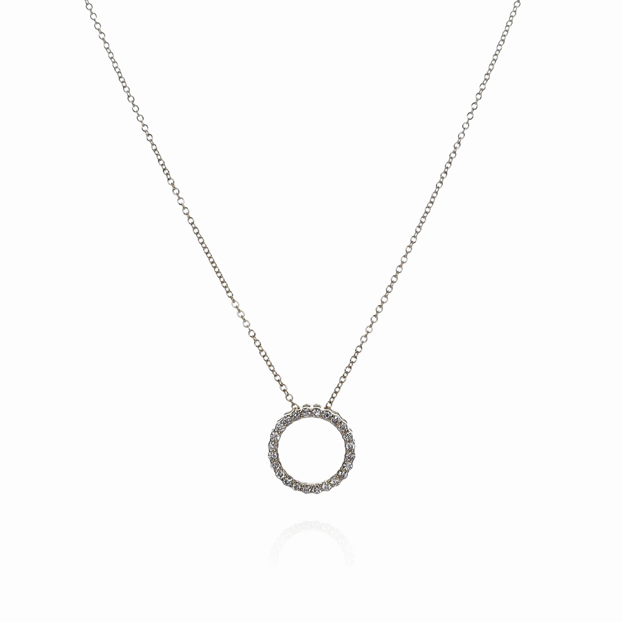 14k Yellow Gold 18" 0.30ct Open Diamond Circle Pendant Necklace
