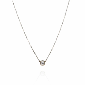 14k Yellow Gold 18" Diamond Solitaire Pendant