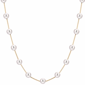 14kt Gold Freshwater Pearl Station Necklace