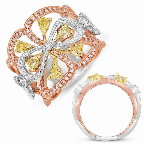 1.09 ctw. WHITE & ROSE & YELLOW FASHION RING D4327RWY