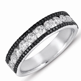 1.13 ctw. WHITE GOLD BLACK & WHITE DIAMOND BAND D4170BLWG