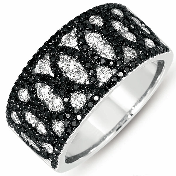 1.32 ctw. WHITE GOLD BLACK & WHITE DIAMOND RING D4273BLWG