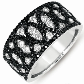 1.32 ctw. WHITE GOLD BLACK & WHITE DIAMOND RING D4273BLWG