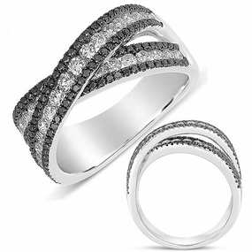 1.35 ctw. WHITE GOLD BLACK & WHITE DIAMOND BAND D4328BLWG