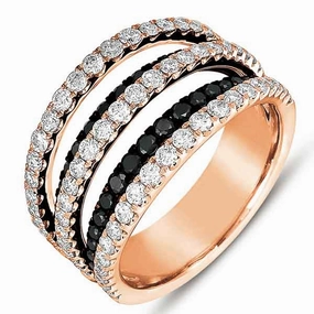 1.64 ctw. ROSE GOLD BLACK & WHITE DIAMOND RING D4231BLRG