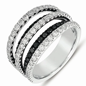 1.64 ctw. WHITE GOLD BLACK & WHITE DIAMOND RING D4231BLWG