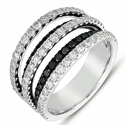 1.64 ctw. WHITE GOLD BLACK & WHITE DIAMOND RING D4231BLWG