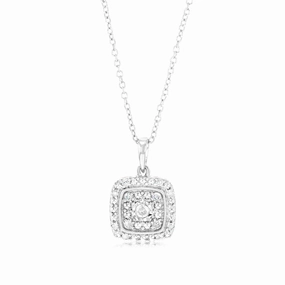 1/6 Carat Diamond Cushion Pendant in Sterling Silver
