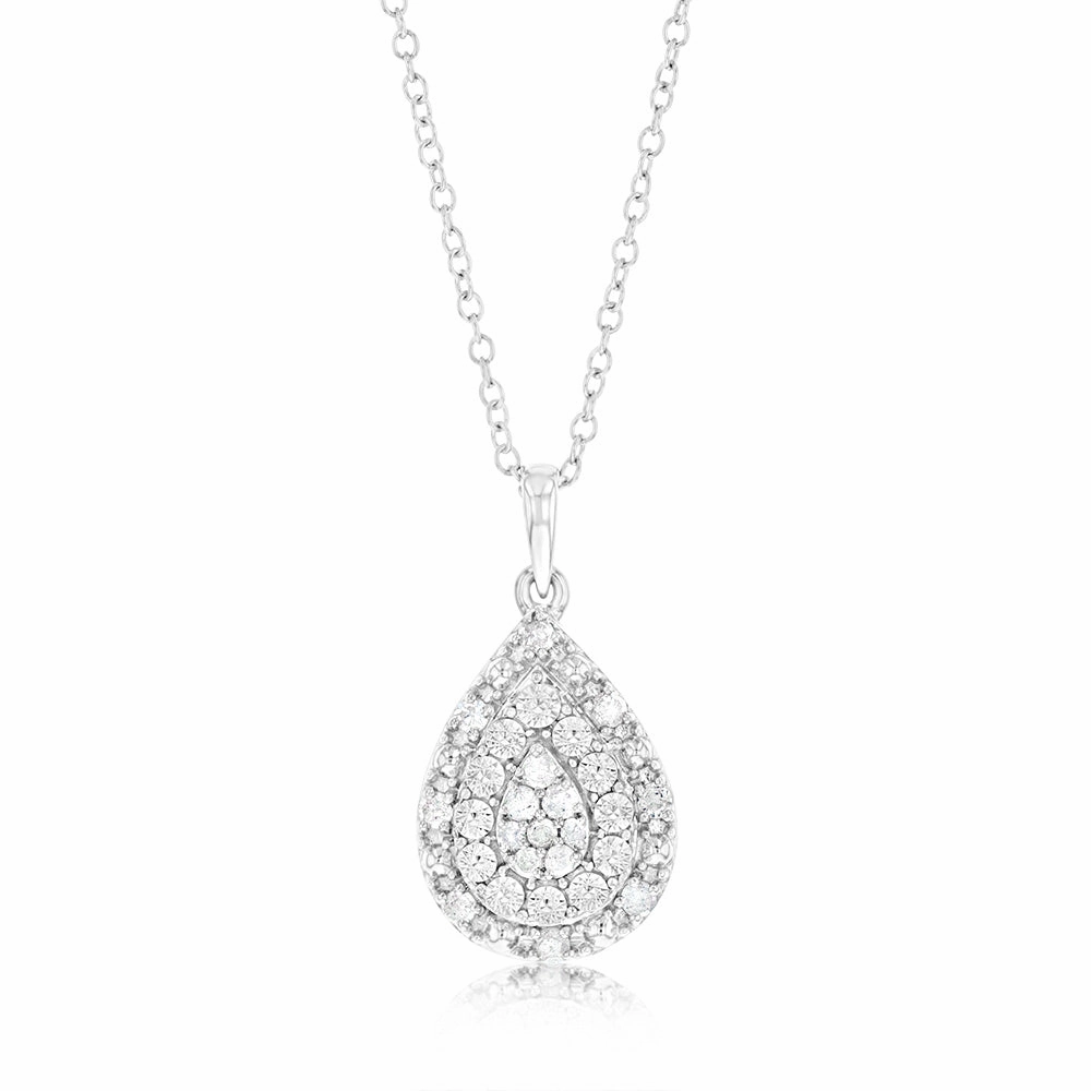 1/6 Carat Diamond Pear Pendant in Sterling Silver