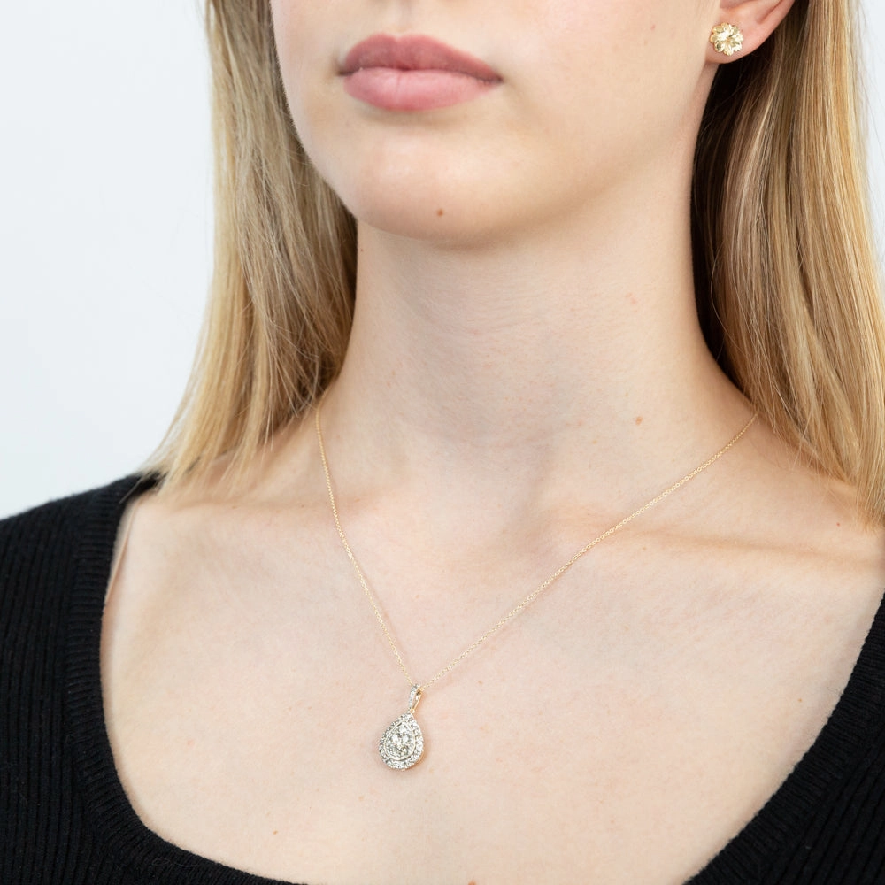 1 Carat Diamond Pear Shape Pendant on 45cm Chain in 9ct Yellow Gold