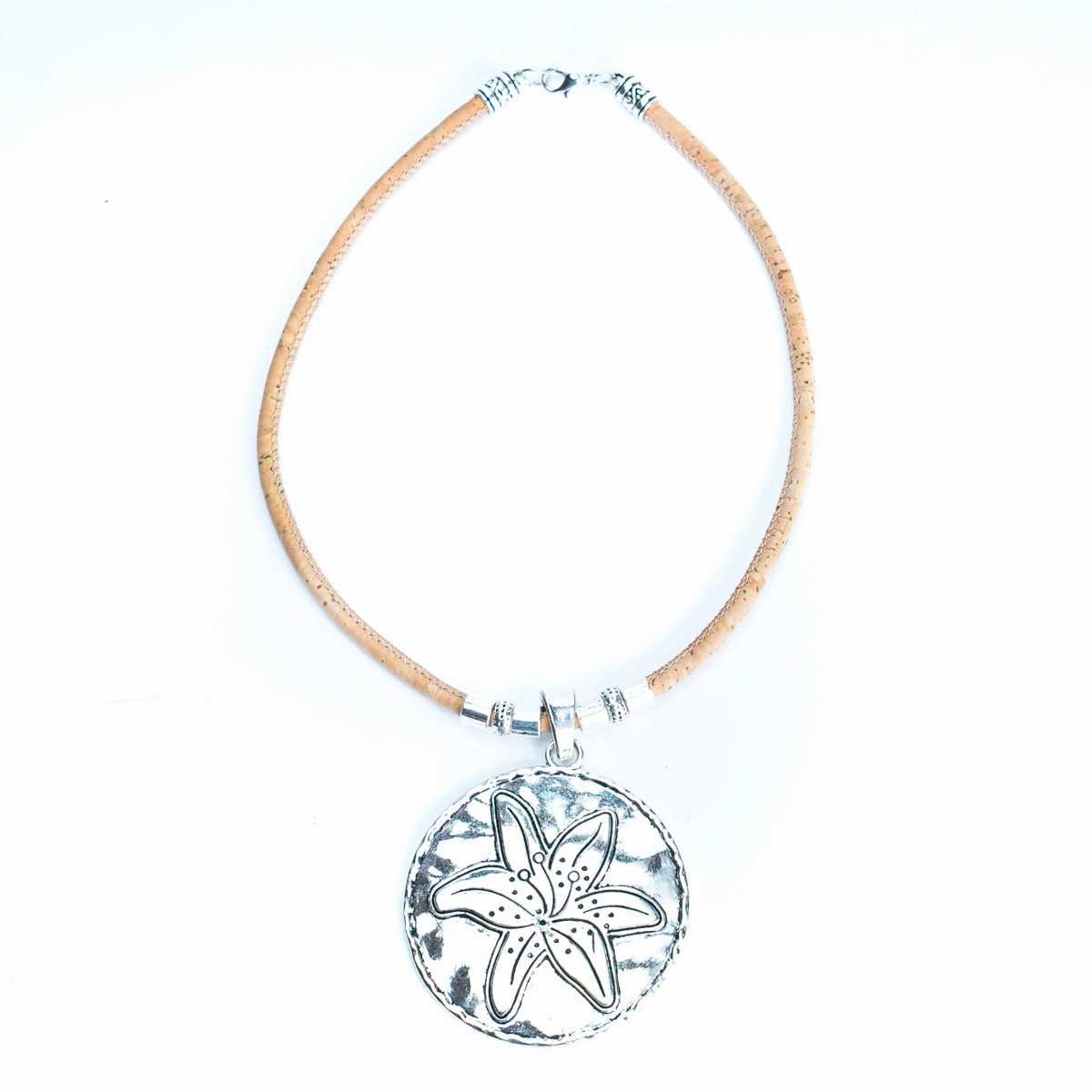 3 styles of handmade necklaces for women with natural cork cord and alloy hardware NE-1078-MIX-3