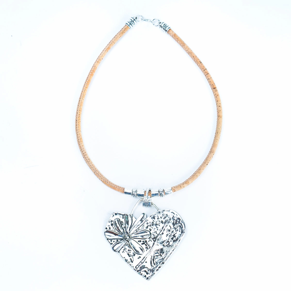 3 styles of handmade necklaces for women with natural cork cord and alloy hardware NE-1078-MIX-3