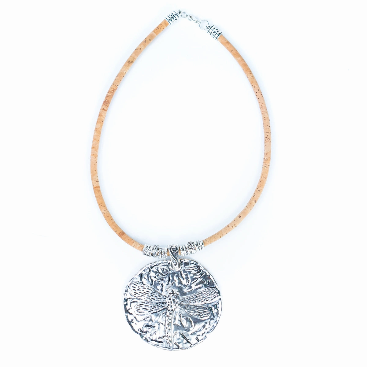 3 styles of handmade necklaces for women with natural cork cord and alloy hardware NE-1080-MIX-3