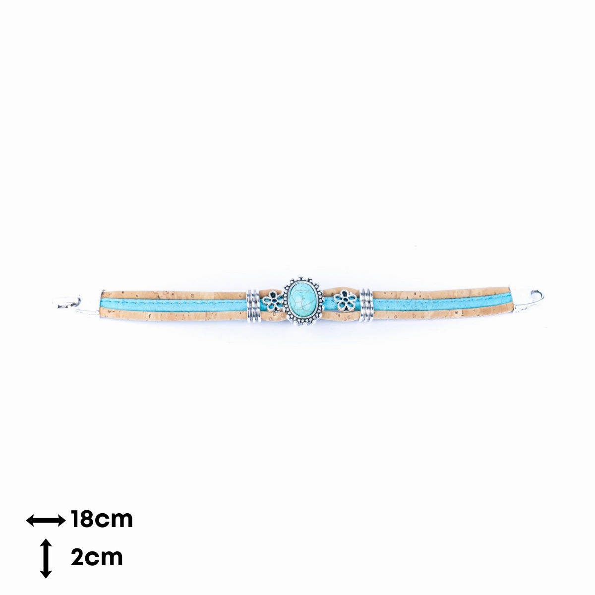 3mm natural and blue cork wire and Turquoise accessories  hardware handmade women's fashion bracelet DBR-047-5