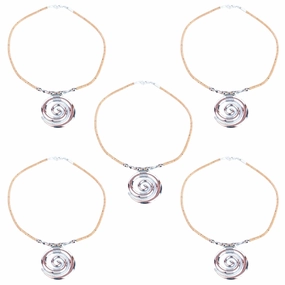 3mm natural color round cork wire and alloy spiral pendant handmade necklace NE-1031-5