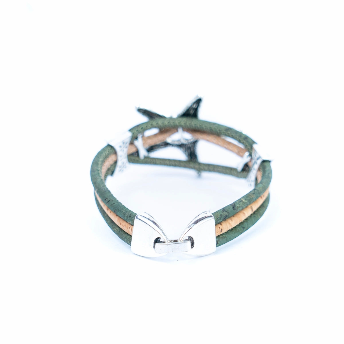 3MM round cork wire and alloy hardware starfish and flowers handmade fashion ladies braceletBR-453-MIX-5
