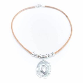 3mm round Metalo Handmade Cork Necklace N-017