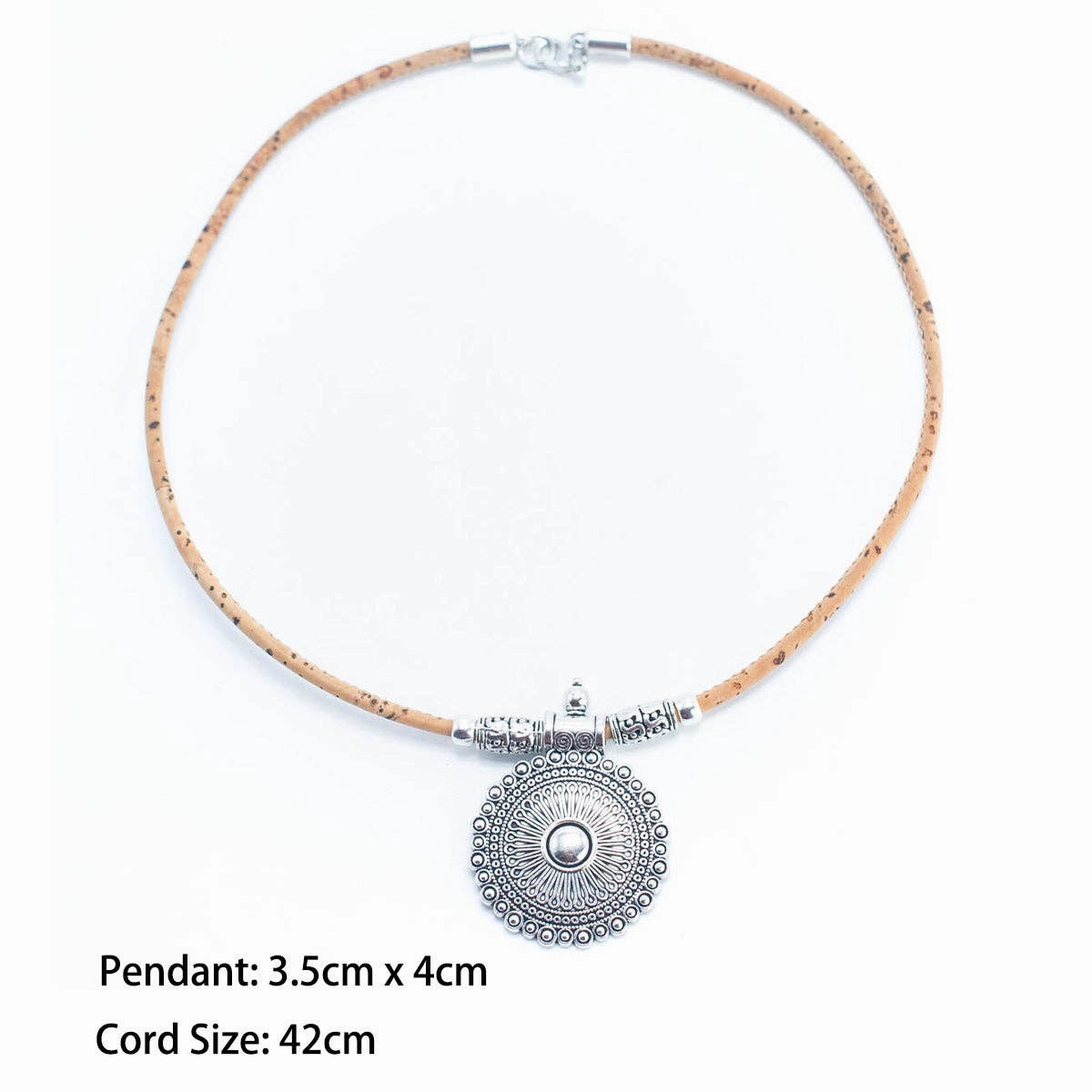 3mm round Natural Cork Handmade necklace  N-002-MIX-5