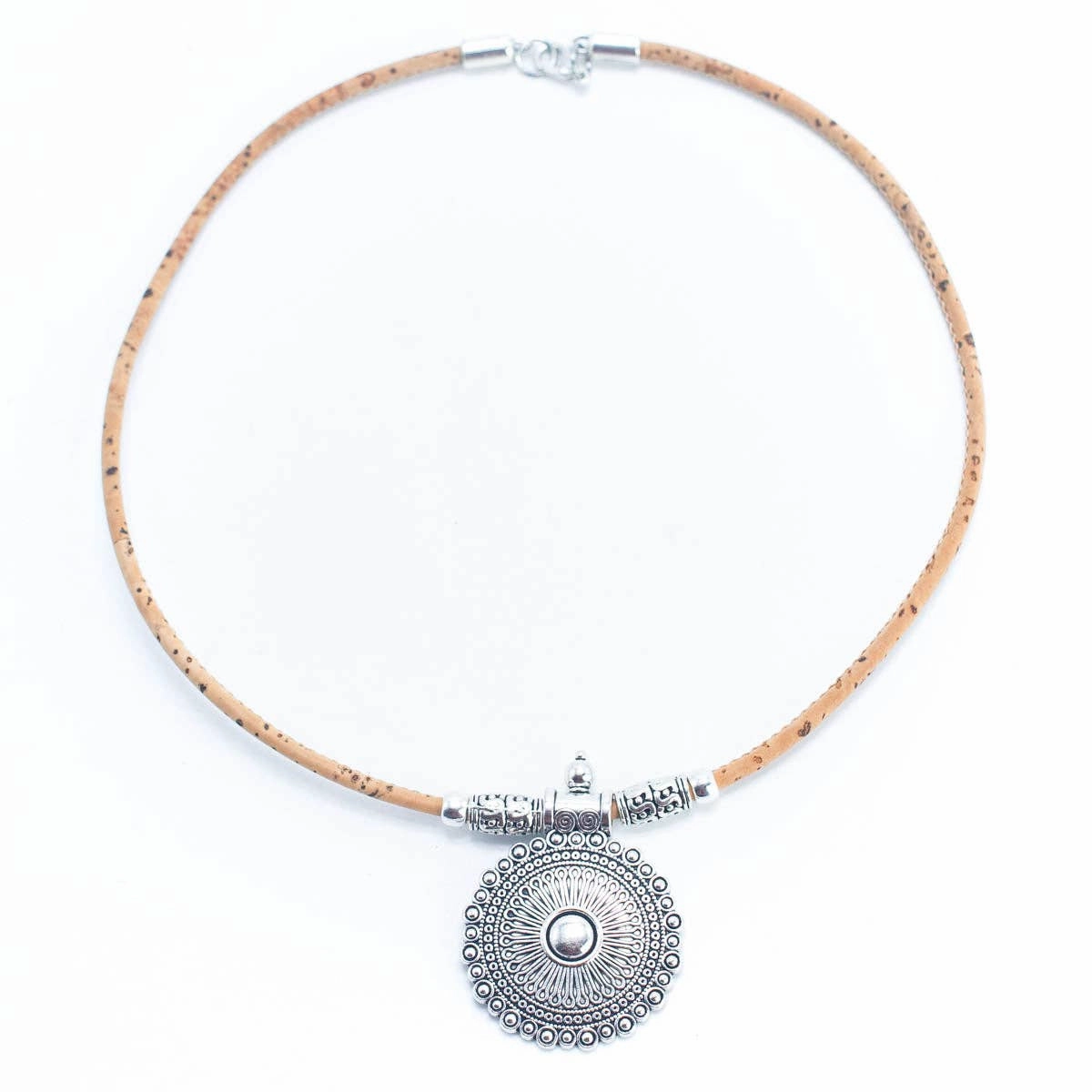 3mm round Natural Cork Handmade necklace  N-002-MIX-5