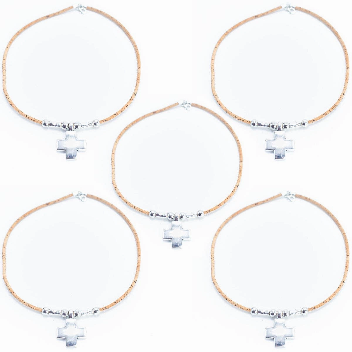 3mm round Natural Cork Handmade necklace  N-004-5