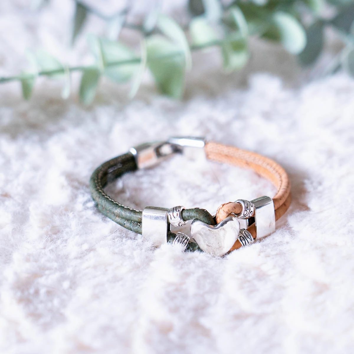 3MM round natural cork thread Handmade Bracelet BR-414-MIX-5