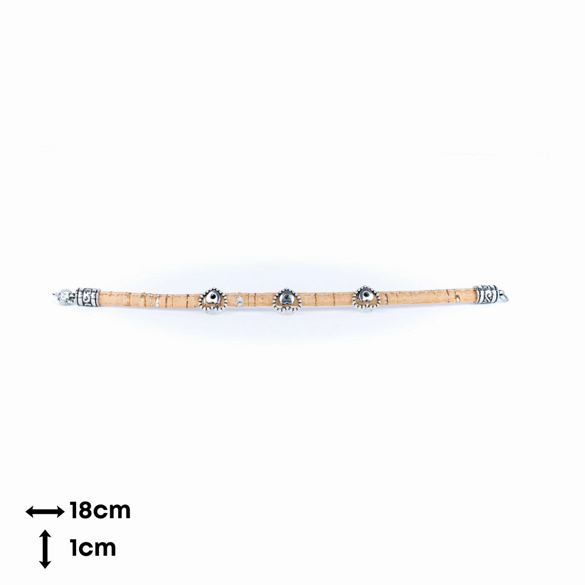3mm round natural cork wire and alloy hardware handmade women's bracelet BR-515-MIX-6