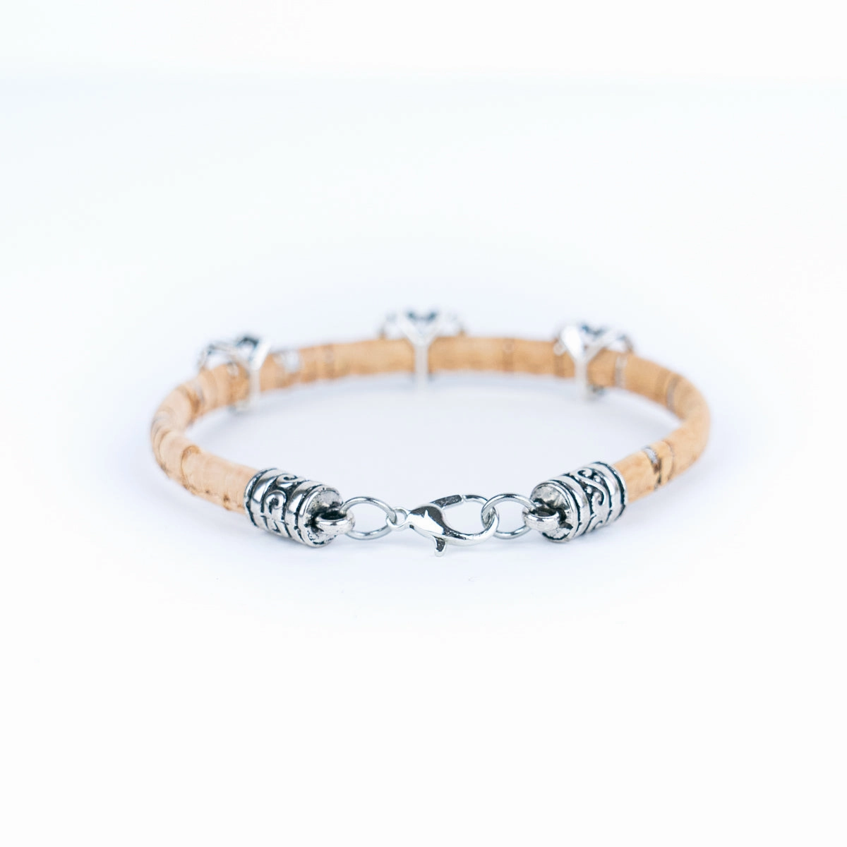 3mm round natural cork wire and alloy hardware handmade women's bracelet BR-515-MIX-6