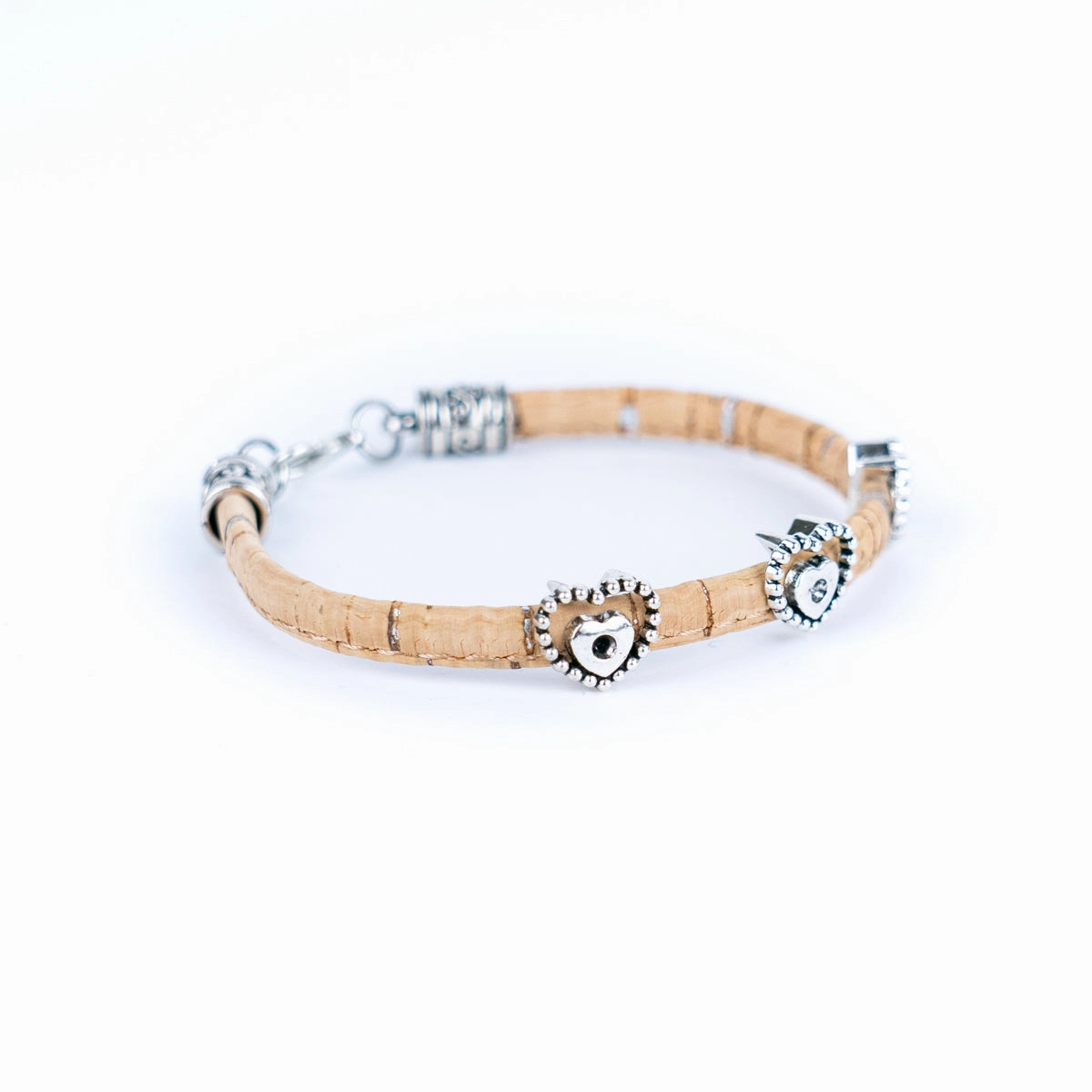 3mm round natural cork wire and alloy hardware handmade women's bracelet BR-515-MIX-6