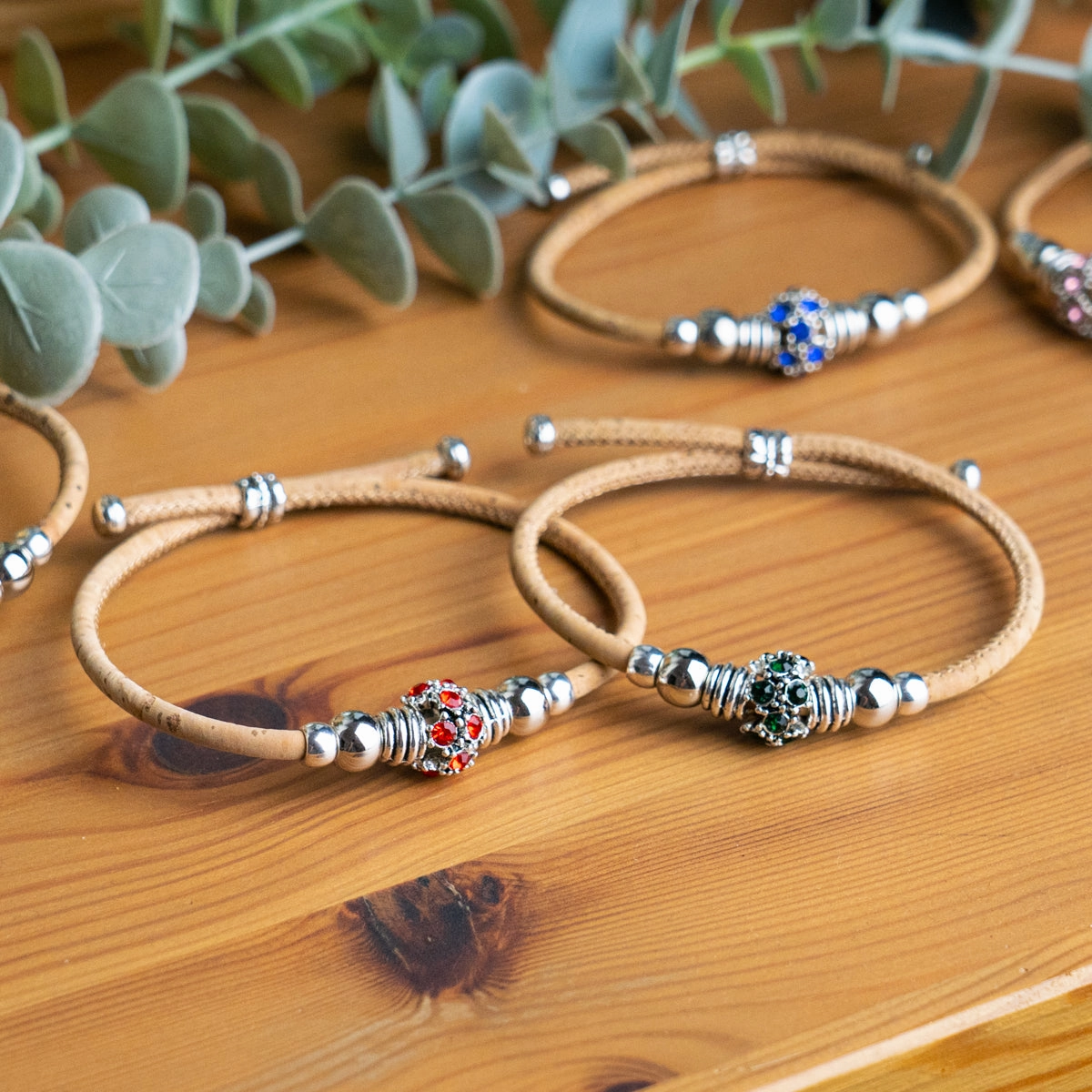 3mm round natural cork wire and alloy hardware handmade women's bracelet DBR-006-MIX-6