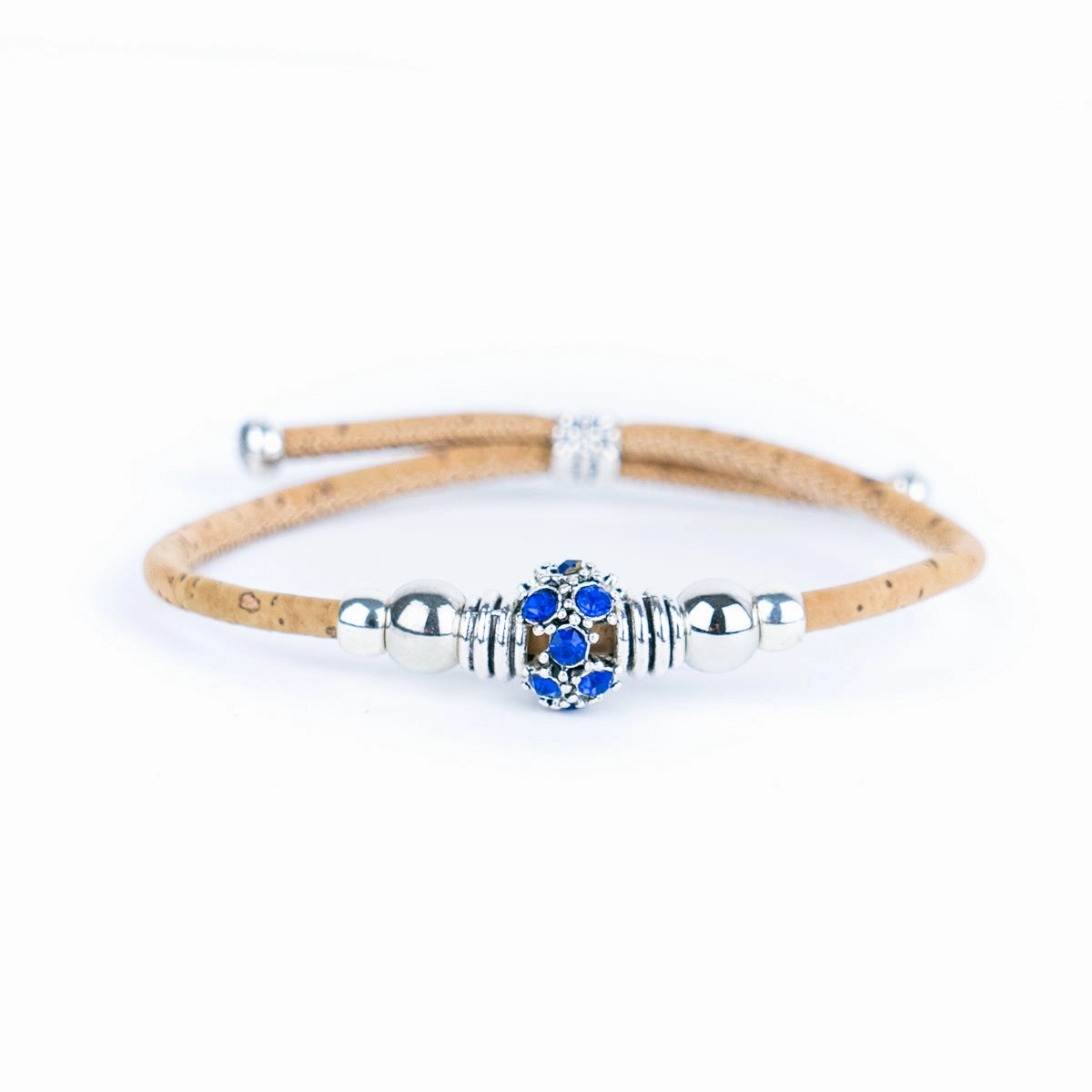 3mm round natural cork wire and alloy hardware handmade women's bracelet DBR-006-MIX-6