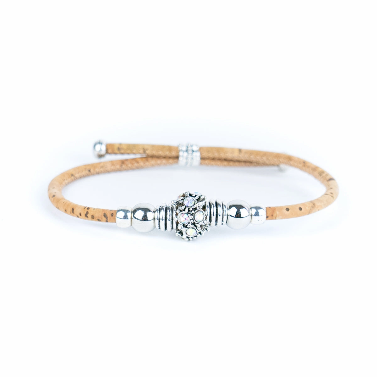 3mm round natural cork wire and alloy hardware handmade women's bracelet DBR-006-MIX-6
