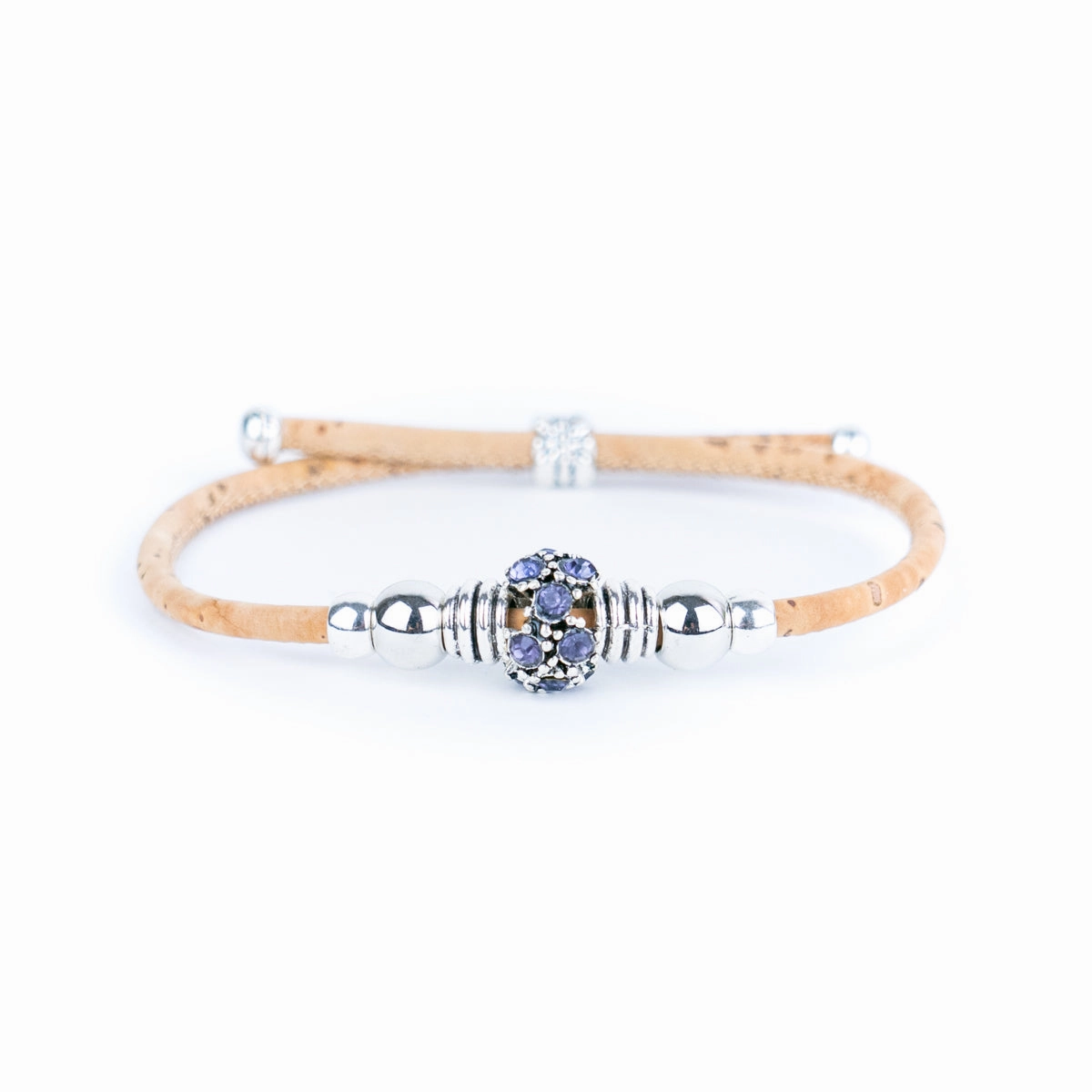 3mm round natural cork wire and alloy hardware handmade women's bracelet DBR-006-MIX-6