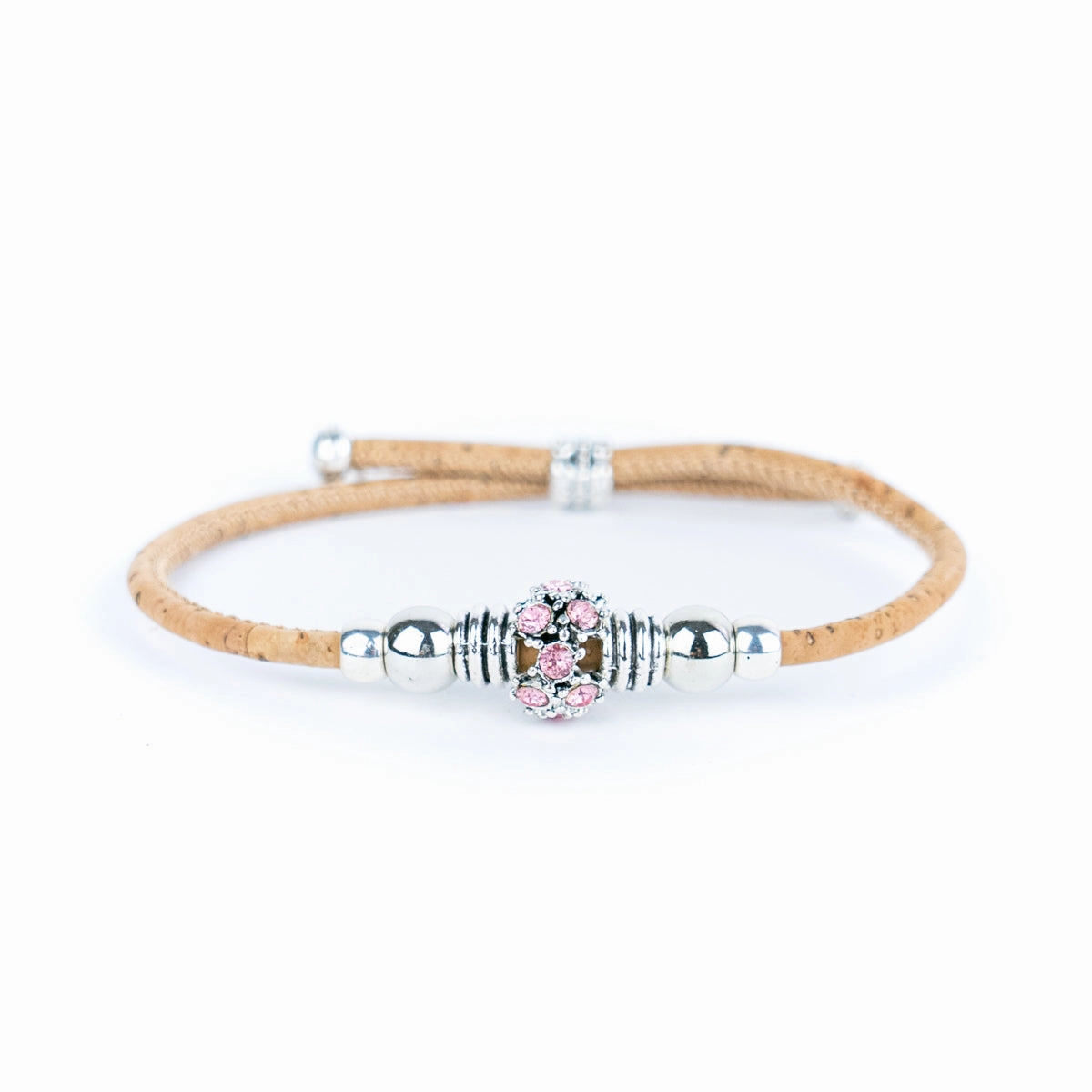 3mm round natural cork wire and alloy hardware handmade women's bracelet DBR-006-MIX-6