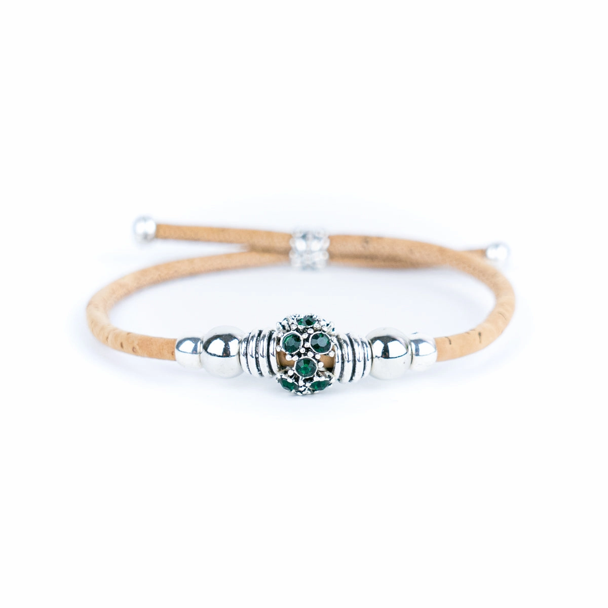 3mm round natural cork wire and alloy hardware handmade women's bracelet DBR-006-MIX-6