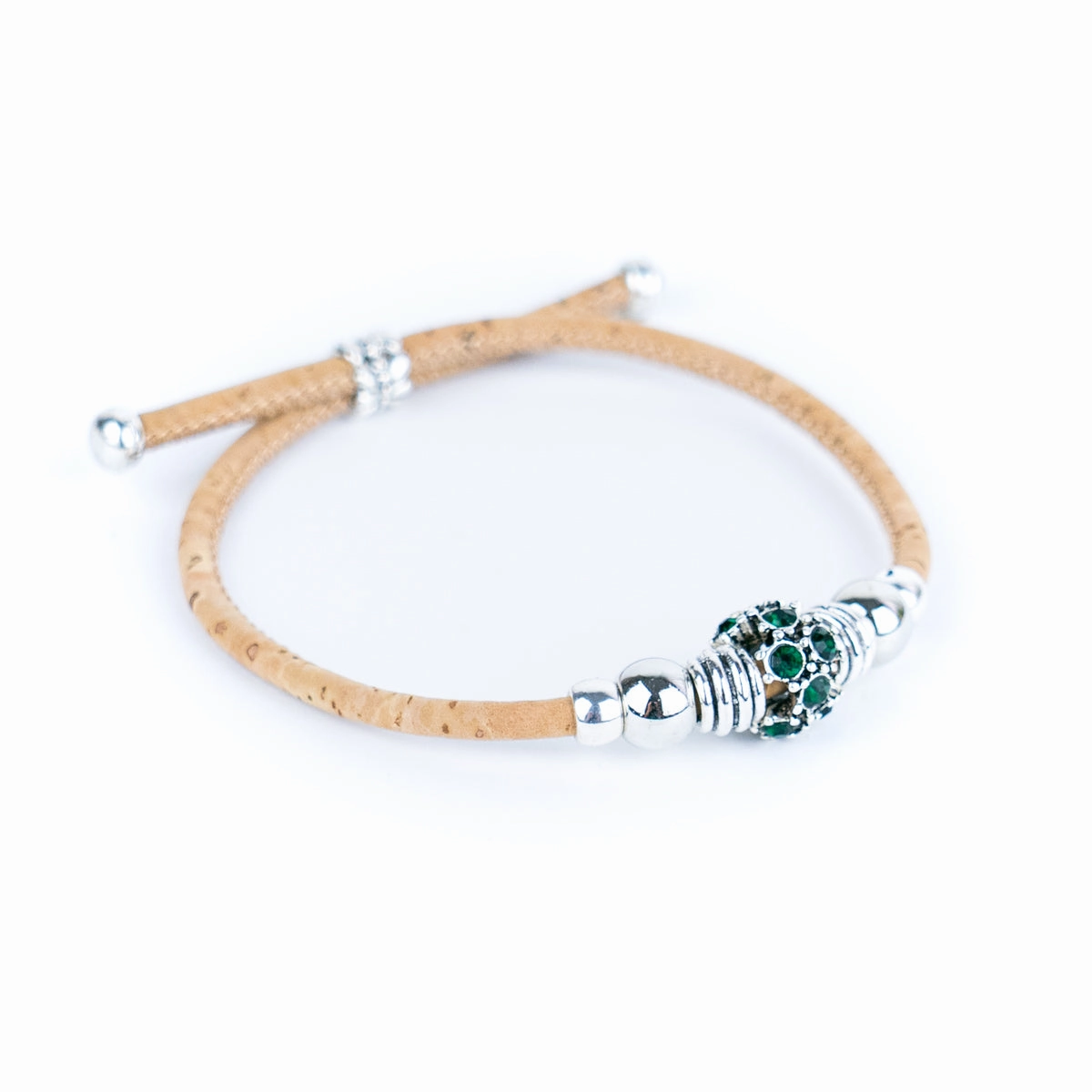 3mm round natural cork wire and alloy hardware handmade women's bracelet DBR-006-MIX-6