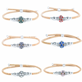 3mm round natural cork wire and alloy hardware handmade women's bracelet DBR-006-MIX-6