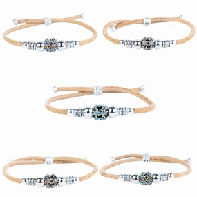 3mm round natural cork wire and alloy hardware handmade women's bracelet DBR-028-MIX-5