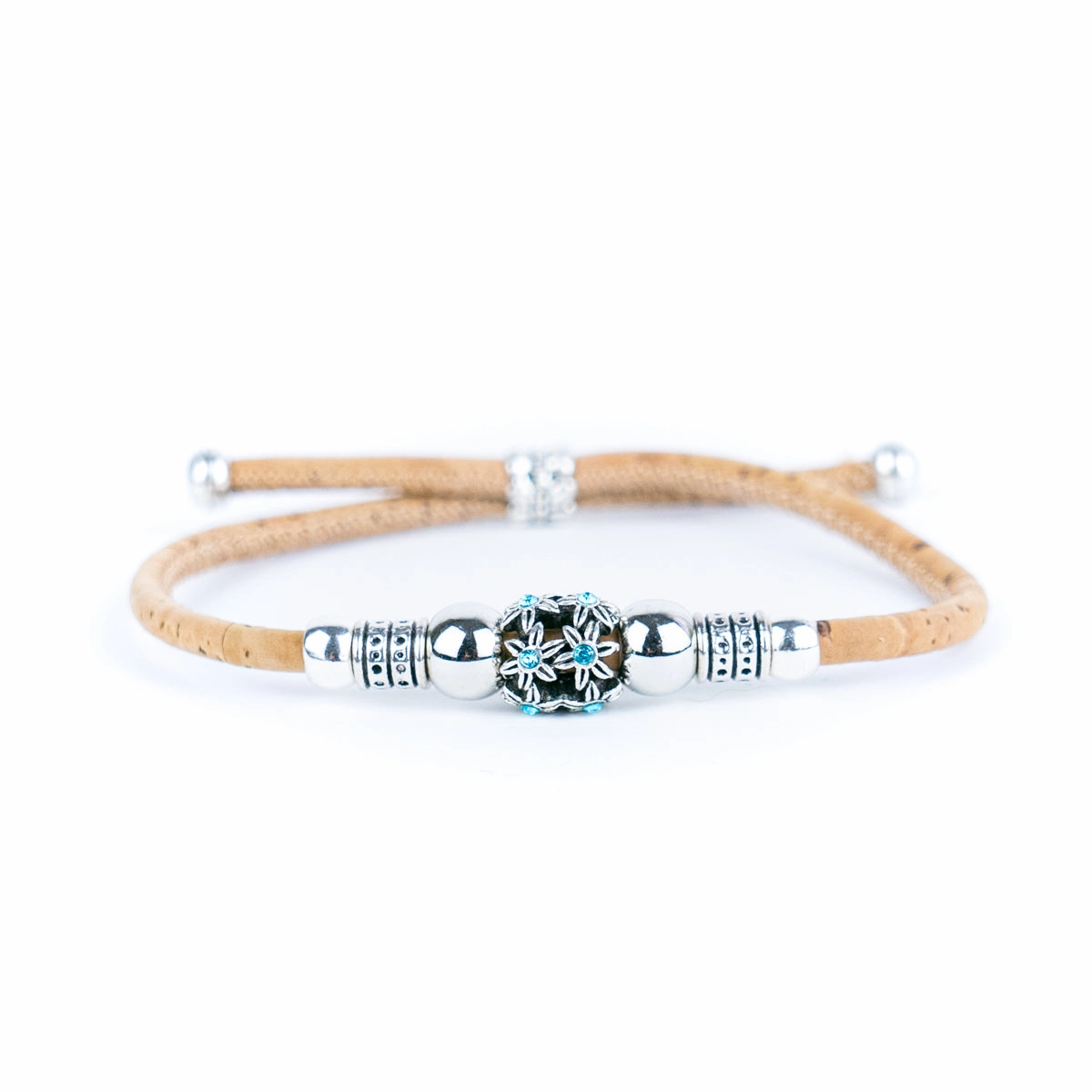 3mm round natural cork wire and alloy hardware handmade women's bracelet DBR-028-MIX-5