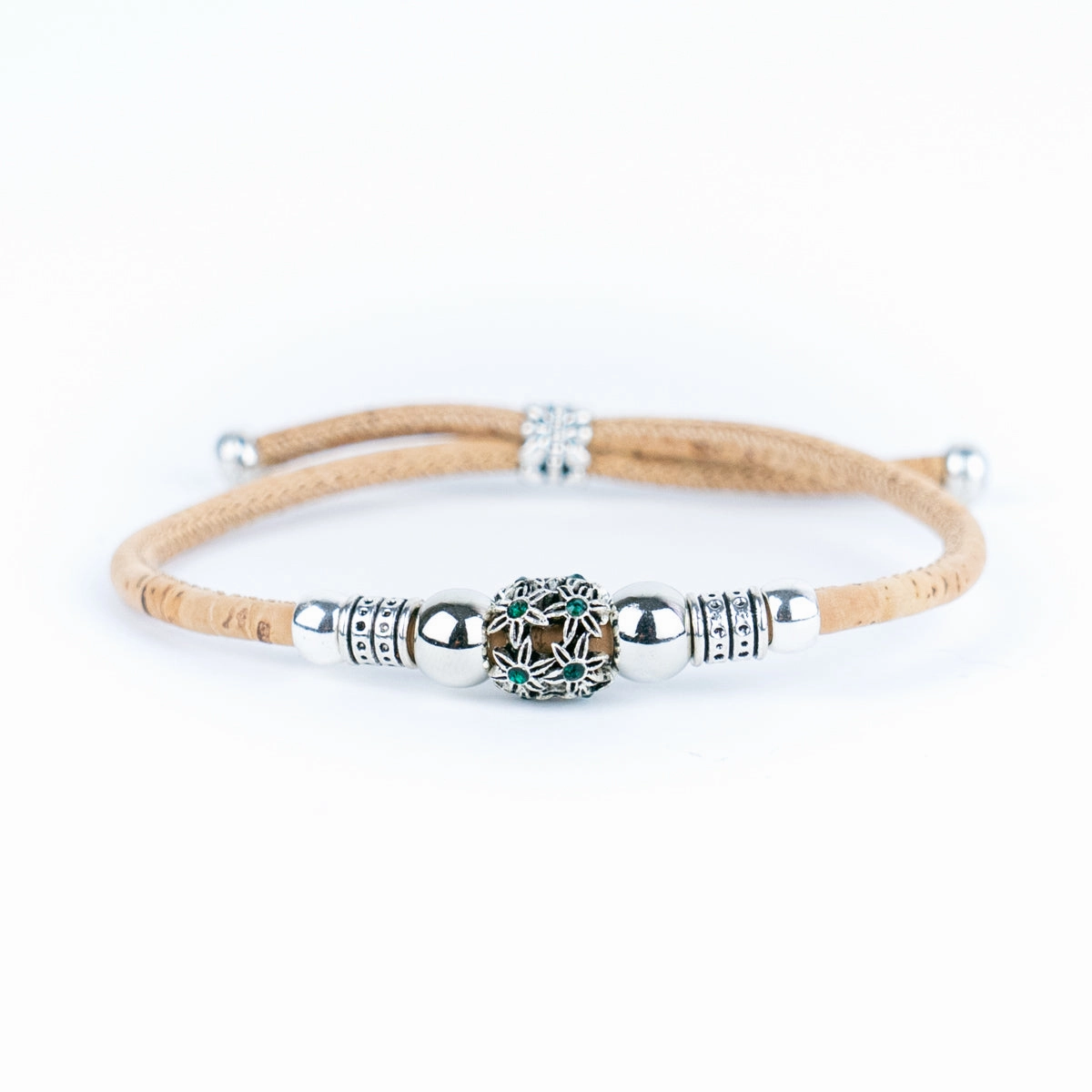 3mm round natural cork wire and alloy hardware handmade women's bracelet DBR-028-MIX-5