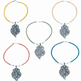 5 colors of handmade necklaces for women with cork cord and alloy hardware N-000-MIX-5