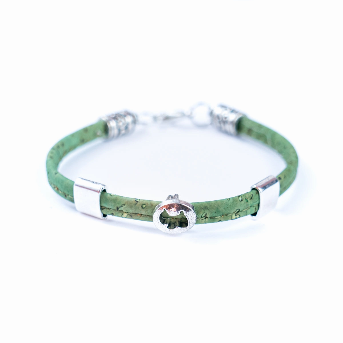 5mm flat Colored cork line and alloy hardware handmade women's bracelet BR-110-MIX-5