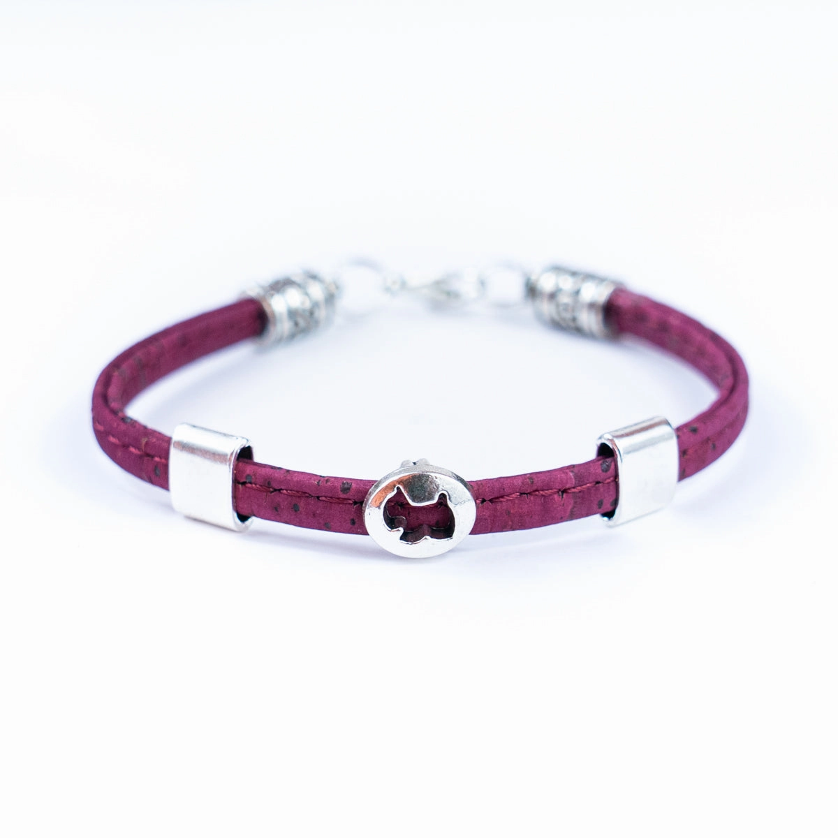 5mm flat Colored cork line and alloy hardware handmade women's bracelet BR-110-MIX-5