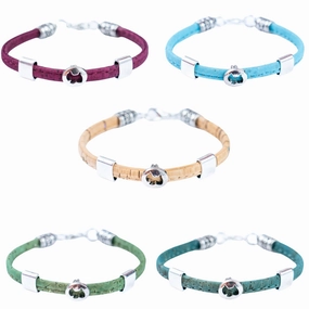 5mm flat Colored cork line and alloy hardware handmade women's bracelet BR-110-MIX-5