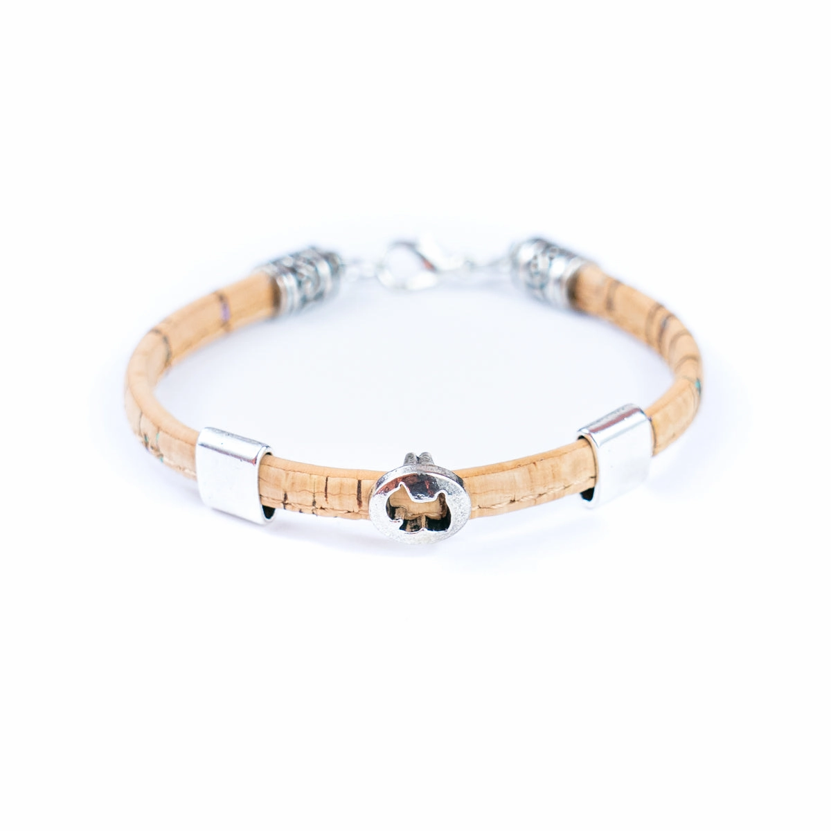 5mm flat Colored cork line and alloy hardware handmade women's bracelet BR-110-MIX-5