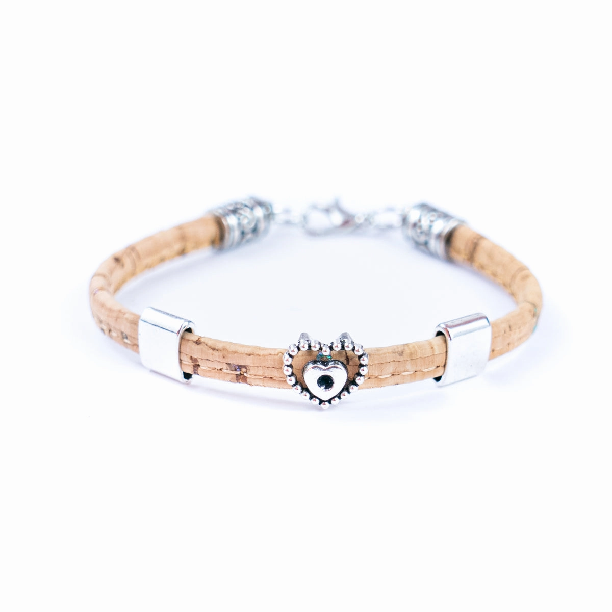 5mm flat Colored cork line and alloy hardware handmade women's bracelet BR-408-MIX-5