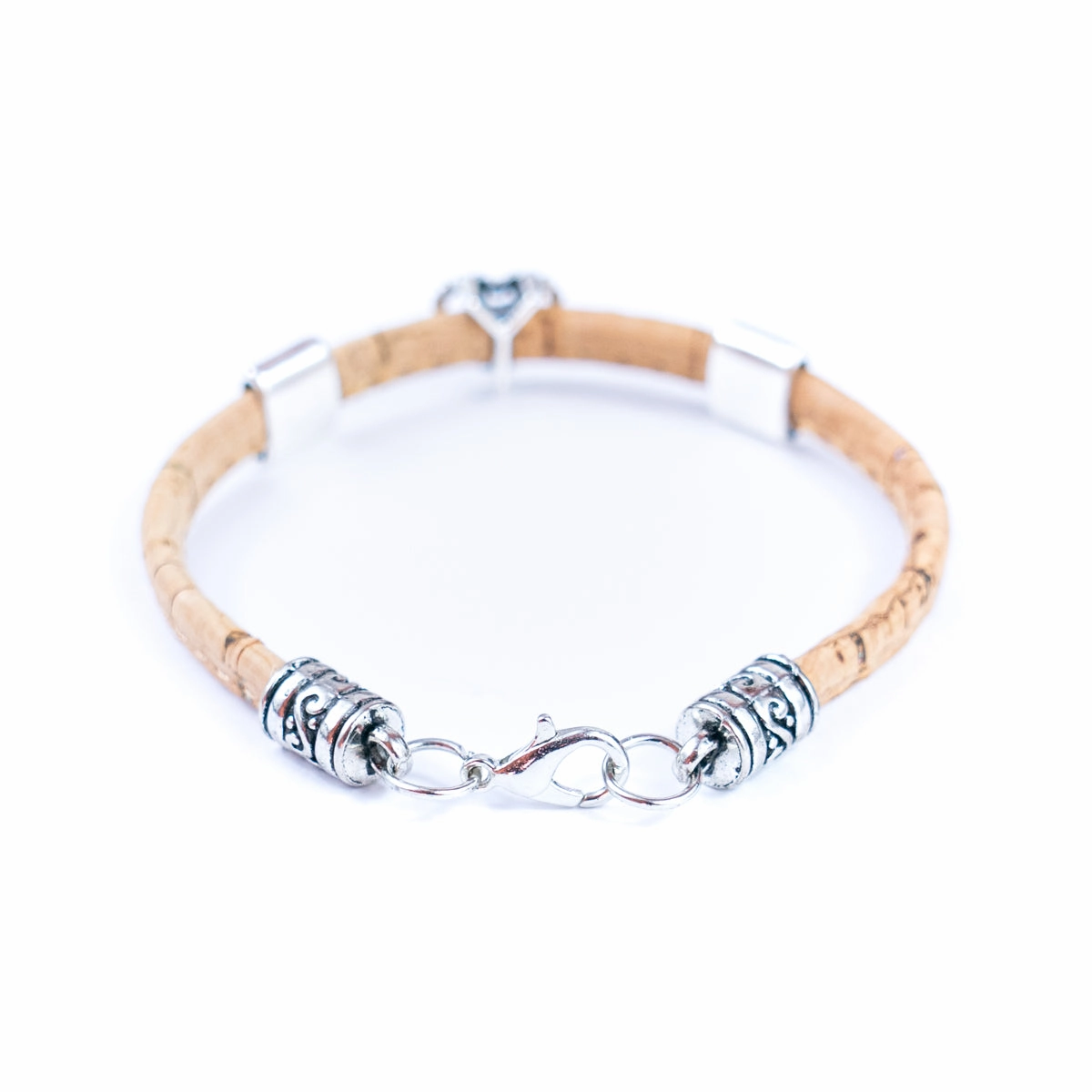 5mm flat Colored cork line and alloy hardware handmade women's bracelet BR-408-MIX-5