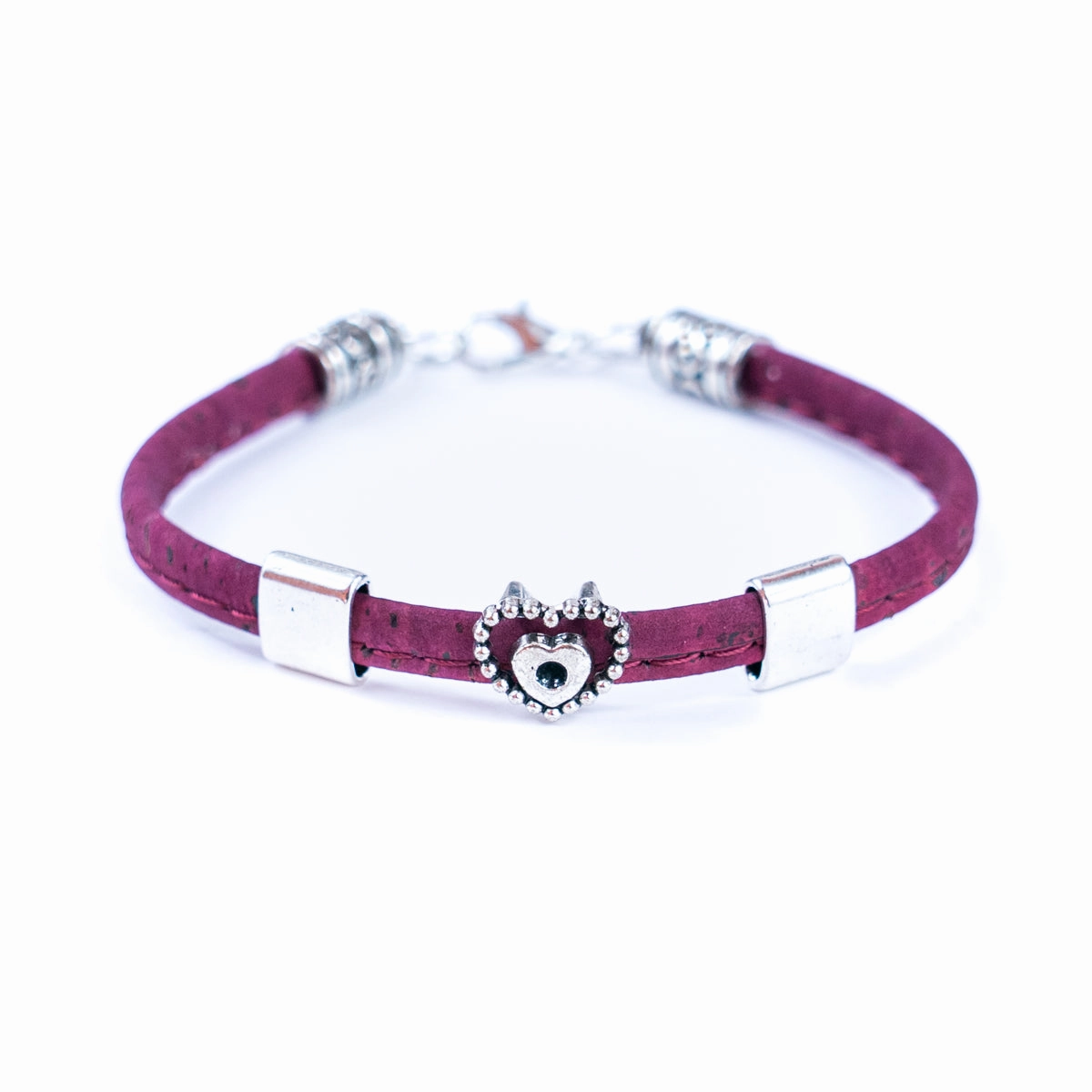5mm flat Colored cork line and alloy hardware handmade women's bracelet BR-408-MIX-5