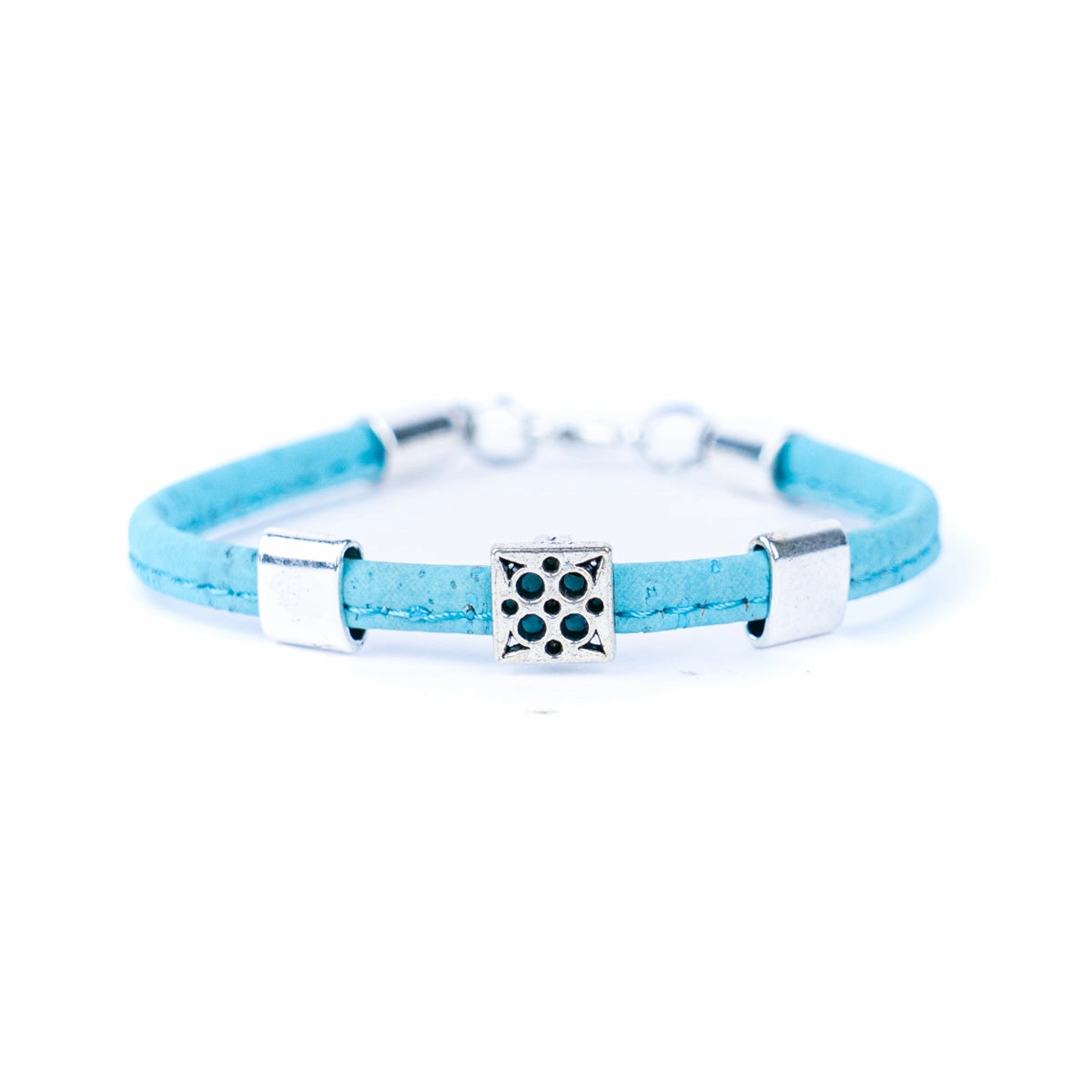 5mm flat colored cork wire and alloy hardware handmade women's bracelet  BR-487-MIX-5