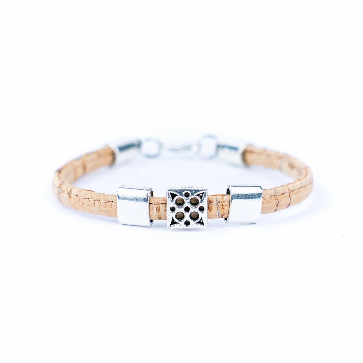 5mm flat colored cork wire and alloy hardware handmade women's bracelet  BR-487-MIX-5