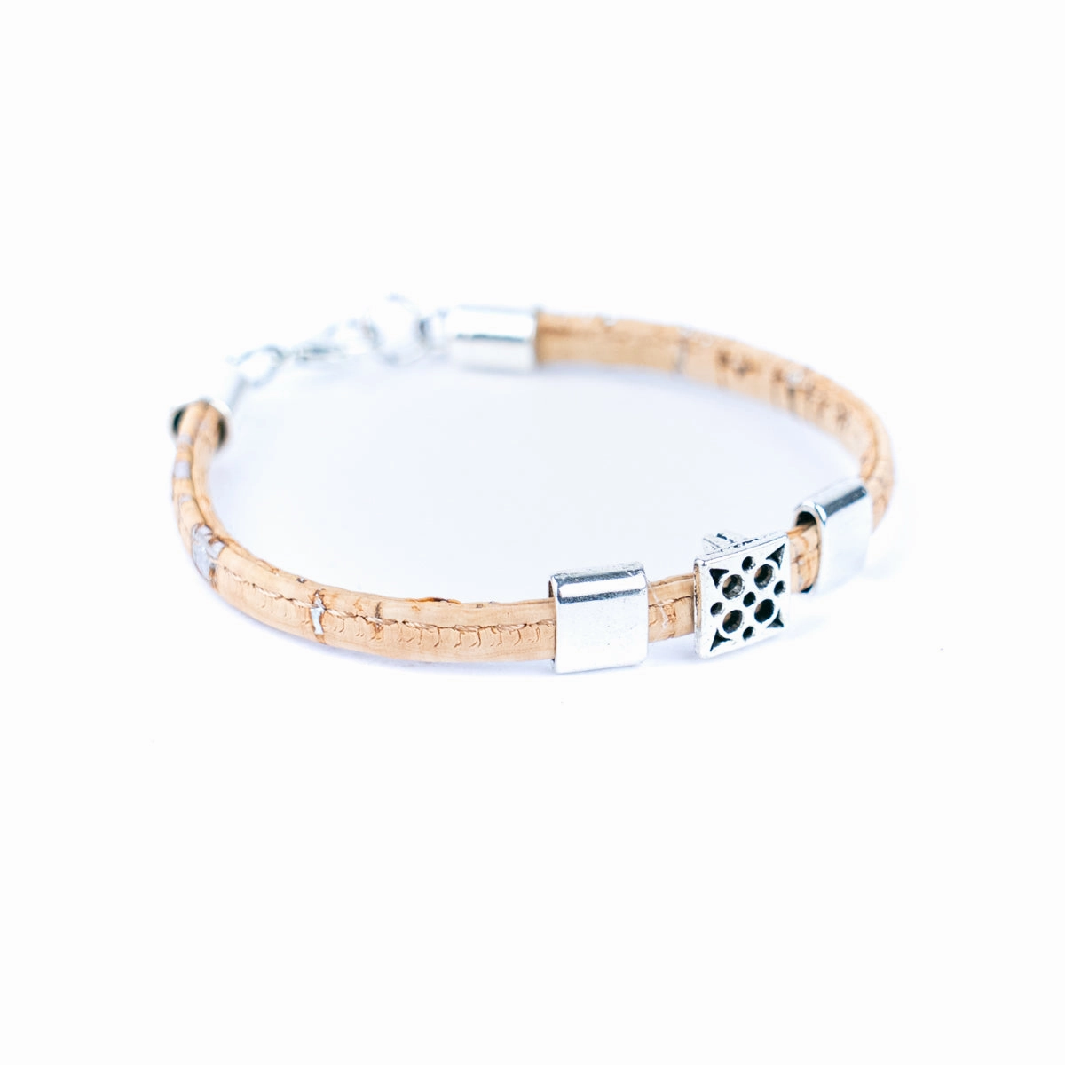 5mm flat colored cork wire and alloy hardware handmade women's bracelet  BR-487-MIX-5